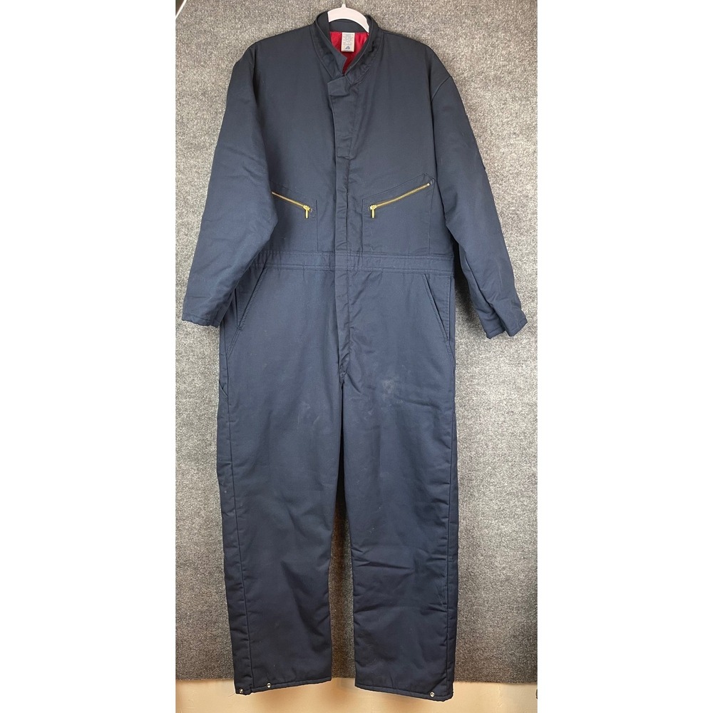 VF Imagewear Insulated Coveralls Mens Large Reg Navy Blue Good Quilted Lining